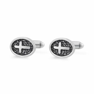 Oval Cross Cufflinks Silver Stainless Steel Shirt Cuff Links For Men Jewelry Accessories | Men’s Cuff Links Jewelry Men's Cuff Links