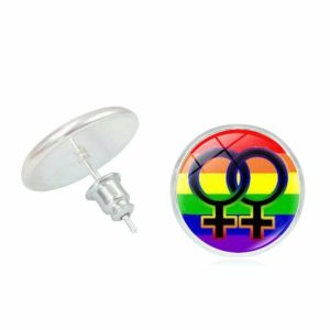 Rainbow Color Time Stone Stud Earrings For Women | Body Jewelry Body Jewelry Body Jewelry