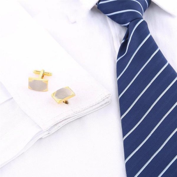 Real Gold Plating Two-color French Cufflinks Business Wedding Shirt Cufflinks | Men’s Cuff Links Jewelry Men's Cuff Links