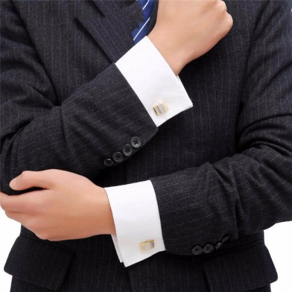 Real Gold Plating Two-color French Cufflinks Business Wedding Shirt Cufflinks | Men’s Cuff Links Jewelry Men's Cuff Links