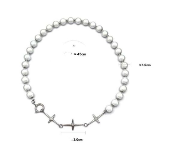 Reflective Pearl Stitching Love Cross Clavicle Chain European And American Non-fading Titanium Steel Necklace | Fashion Jewelry Sets Fashion Jewelry Sets Fashion Jewelry Sets