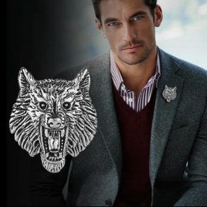 Retro Wolf Head Totem Golden M Badge Men’s Brooch | Brooches Brooches Brooches