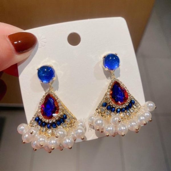 Rhinestone Retro High Sense Pearl Tassel Earrings Women | Earrings Earrings Earrings