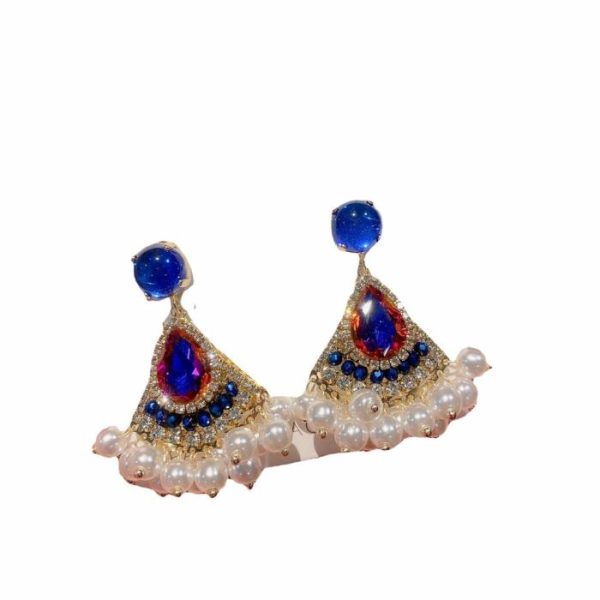 Rhinestone Retro High Sense Pearl Tassel Earrings Women | Earrings Earrings Earrings