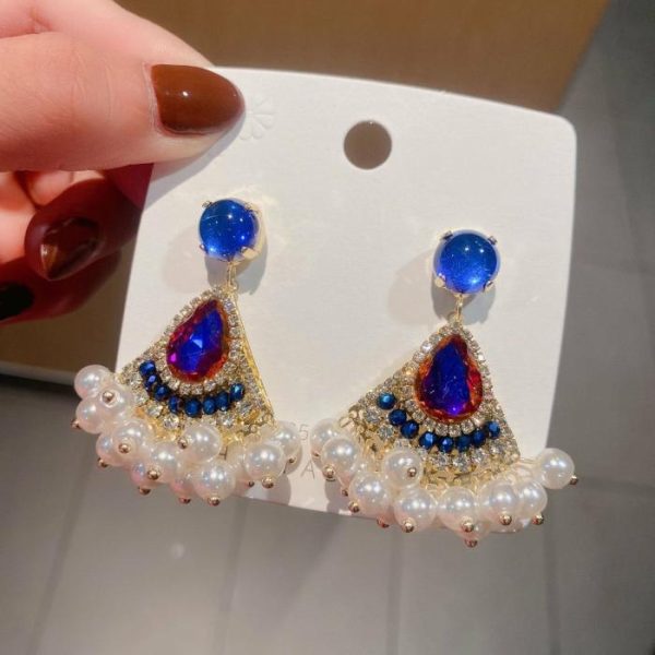 Rhinestone Retro High Sense Pearl Tassel Earrings Women | Earrings Earrings Earrings