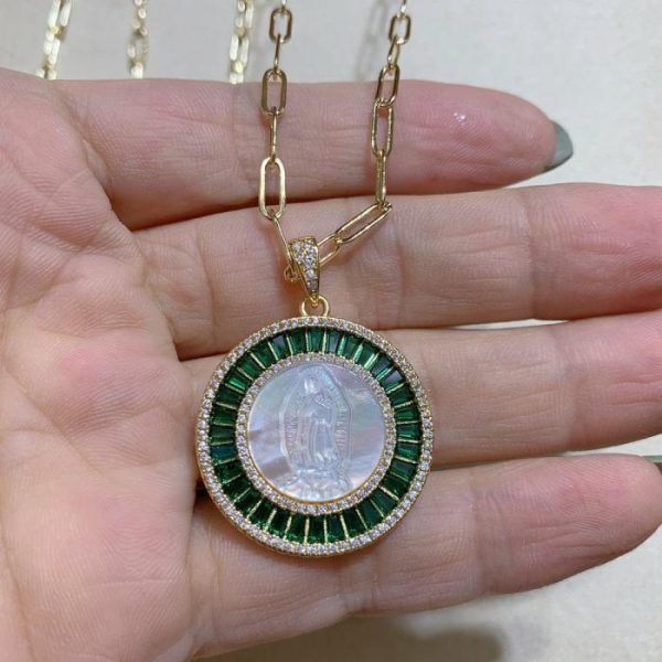 Round Zircon White Shell Pendant Clavicle Chain Necklace | Necklace & Penddants Jewelry Necklace & Penddants