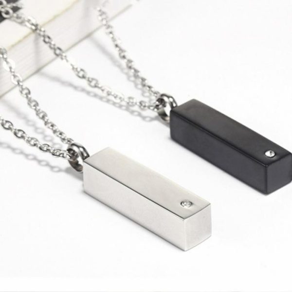 Square Pendant Silver Black Stainless Steel Metal Necklace | Fashion Jewelry Sets Fashion Jewelry Sets Fashion Jewelry Sets