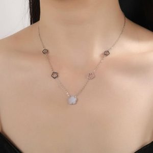 Stainless Steel Simple And Fashionable White Shell Four Leaf Flower Necklace | Fashion Jewelry Sets Fashion Jewelry Sets Fashion Jewelry Sets