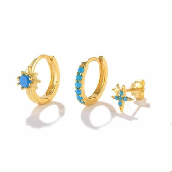 Sterling Silver Four Point Star Sunflower Set Diamond Earrings | Fashion Jewelry Sets Fashion Jewelry Sets Fashion Jewelry Sets