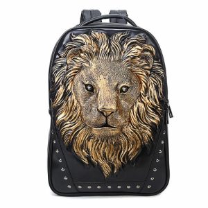 Waterproof punk embossed animal lion head backpack | Waist Bag’s Bags Waist Bag's