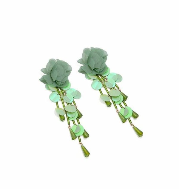 Women’s Exaggerated Flower Tassel Earrings Long Sequins | Earrings Earrings Earrings