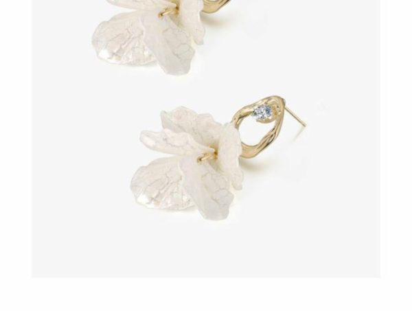 Women’s Foreign Style White Petal Earrings Suitable For Silver Pins | Earrings Earrings Earrings