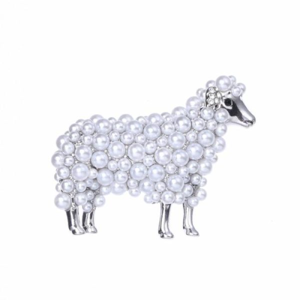 Wuli&baby 2-color Pearl Sheep Brooches For Women Unisex Lovely Animal Party Casual Brooch Pins Gifts | Brooches Brooches Brooches