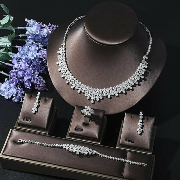 Dress Necklace Earrings Rings Bracelets Four Piece Set Accessories | Fashion Jewelry Sets Fashion Jewelry Sets Fashion Jewelry Sets