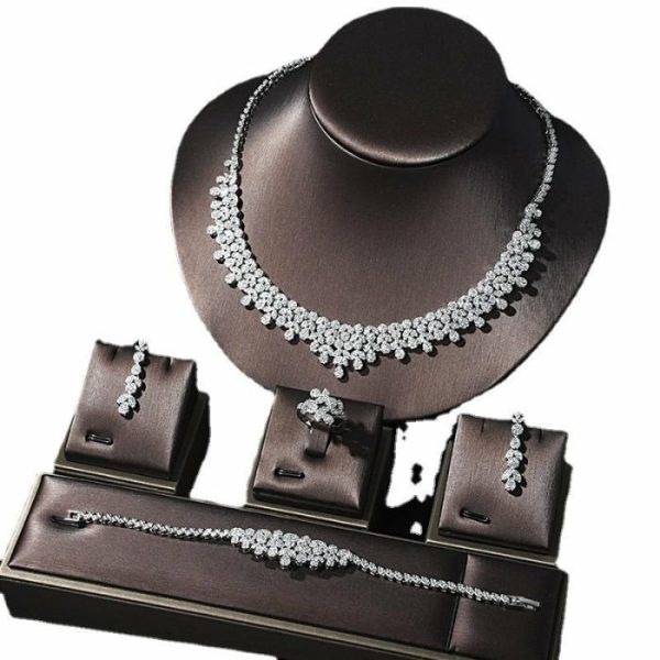 Dress Necklace Earrings Rings Bracelets Four Piece Set Accessories | Fashion Jewelry Sets Fashion Jewelry Sets Fashion Jewelry Sets