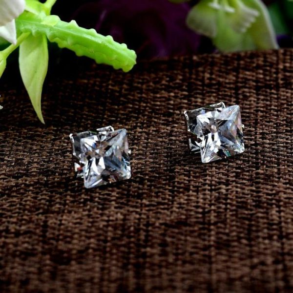 Popular Square Black And White Zircon Magnet Ear Studs | Body Jewelry Body Jewelry Body Jewelry