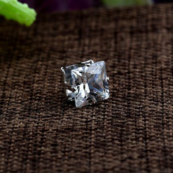 Popular Square Black And White Zircon Magnet Ear Studs | Body Jewelry Body Jewelry Body Jewelry