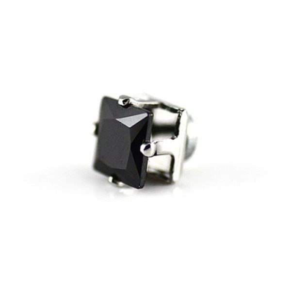 Popular Square Black And White Zircon Magnet Ear Studs | Body Jewelry Body Jewelry Body Jewelry