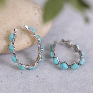 Exaggerated Diamond Turquoise U-shaped Earrings | Earrings Earrings Earrings