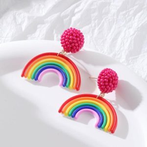 Rainbow Personality Earrings Fashion Rice Bead Head | Earrings Earrings Earrings