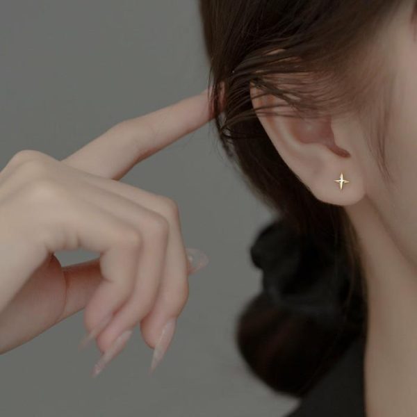 S925 Silver Simple Women’s Four-corner Star Earrings | Earrings Earrings Earrings