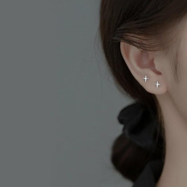 S925 Silver Simple Women’s Four-corner Star Earrings | Earrings Earrings Earrings